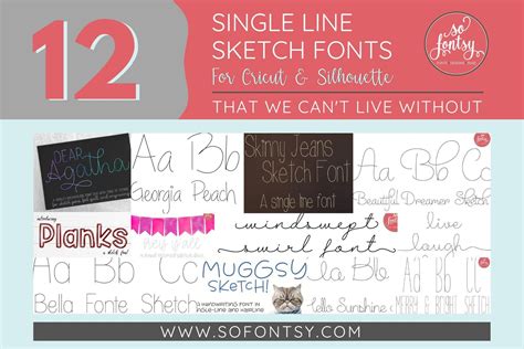 12 Single Line Sketch Fonts For Cricut And Silhouette That We Cant Live