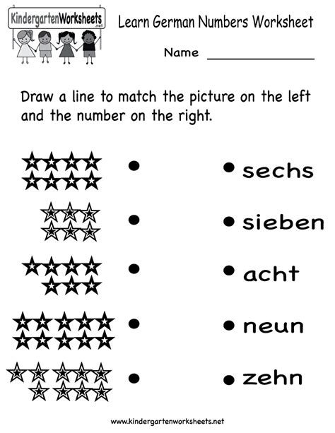 Teaching German Numbers Worksheet