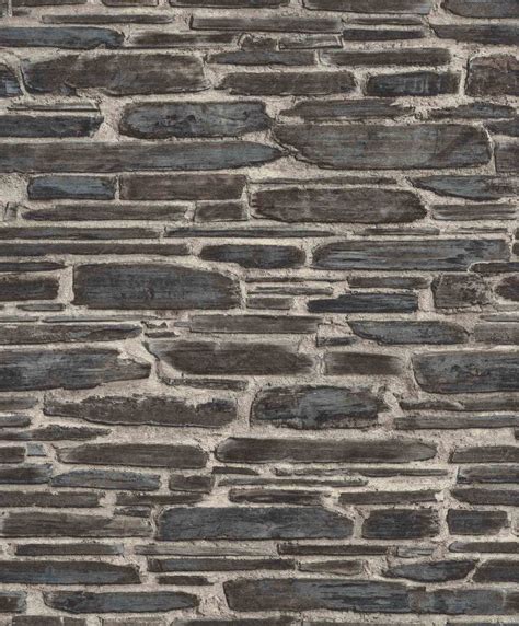 Wallpaper Rasch 3d Stone Wall Anthracite 863437