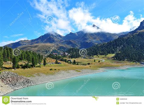 Beautiful Mountain And Lake Landscape In Kuhtai Stock Photo Image Of
