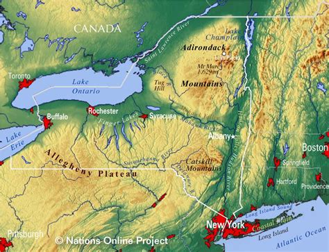 Topographical Map Of New York State New York On A Map