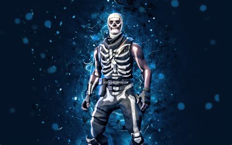Download Wallpapers Skull Trooper 4k Blue Neon Lights 2020 Games