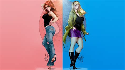 Mary Jane And Gwen Stacy By J Scott Campbell Myconfinedspace