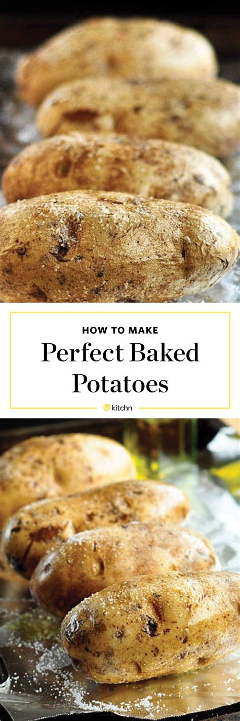 A fork or knife should be easily inserted into the center of the potato when it's finished baking. How To Bake a Potato in the Oven | Kitchn