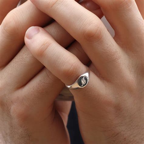 Mens Sterling Silver Initial Pinky Ring By Hurleyburley Man