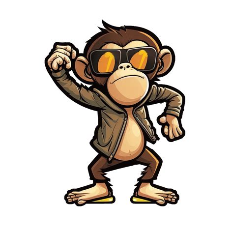 Cool Monkey Cartoon Style Sticker 22128824 Png