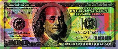 Benjamin Franklin Pop Art Warhol Style Full Size 100 Bill Giclee