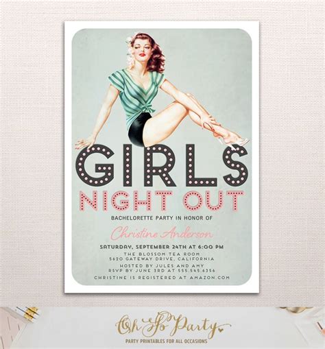 Girly Pin Up Custom Bachelorette Party Invitation By Ohsoparty