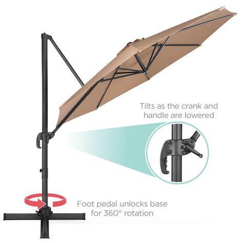 10ft 360 Degree Rotating Cantilever Offset Patio Umbrella W Tilt Best Choice Products
