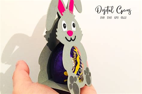 Rabbit Easter egg holder design SVG / DXF / EPS files (487630) | Cut