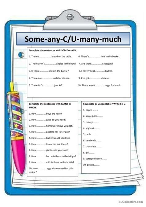 Someany Manymuch General Gramma English Esl Worksheets Pdf And Doc