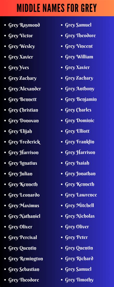 400 Catchy Middle Names For Grey