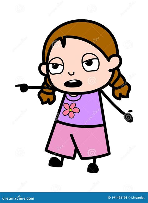 Girl Pointing Finger Cartoon Stock Illustration Illustration Of