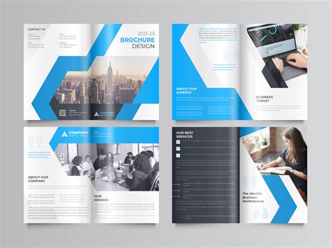Modern Brochure Template Design With Blue Gradient Shapes By Pikartist