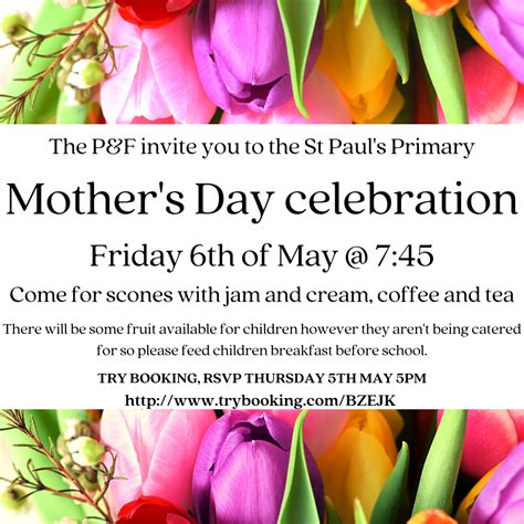 Invitation Mothers Day Celebration St Pauls Catholic Primary School