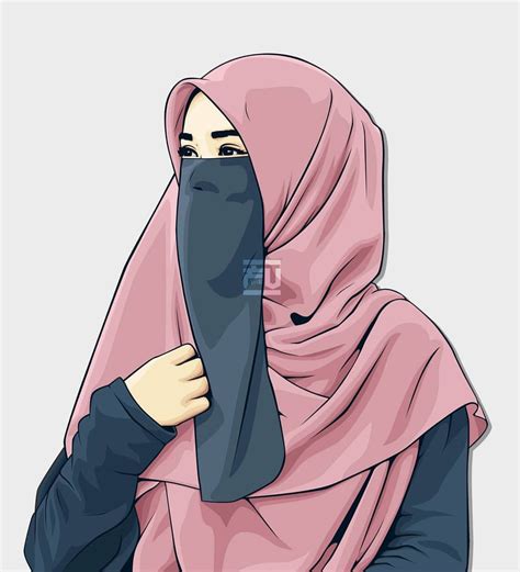 Vector Hijab Niqab Cadar Gambar Kartun Gambar Animasi