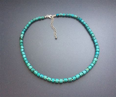 Vintage Genuine Turquoise Necklace Sterling Silver Natural Etsy