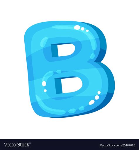 B Blue Glossy Bright English Letter Kids Font Vector Image