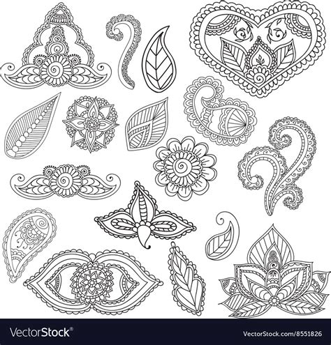 Coloring Pages For Adults Henna Mehndi Doodles Vector Image