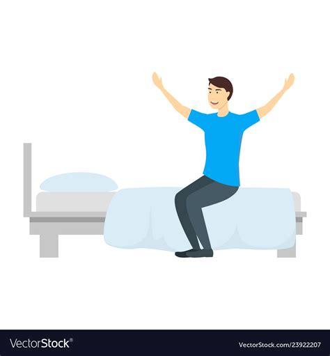 Cartoon Character Man Gets Out Of Bed Royalty Free Vector