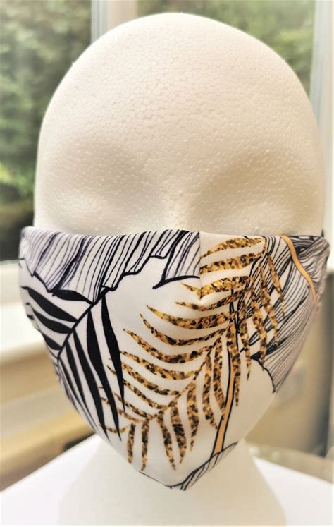 Reusable Fashion Face Mask Tropical Leaves On White Adult Etsy