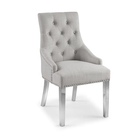 Linen Upholstered Dining Armchair Solid Wood Dining