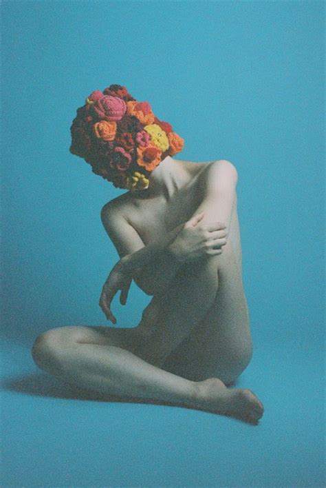 Contemplative Flower Head Artistic Nude Photo By Model Ahna Green At