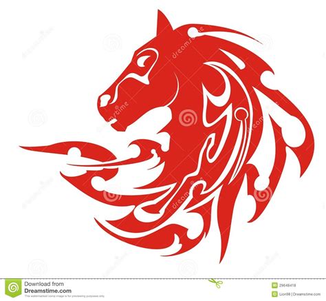 tribal flaming horse head symbol vector stock vector illustration