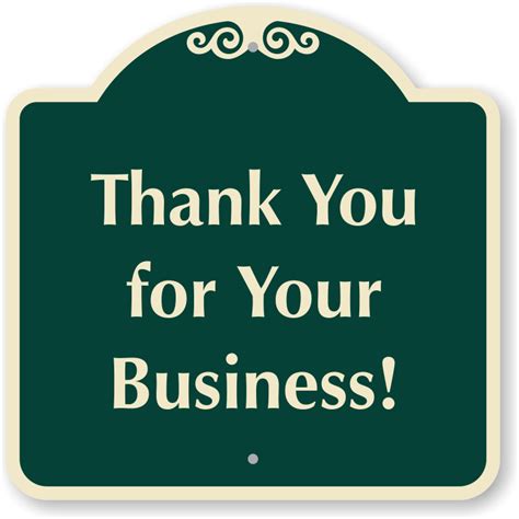 Thank You For Your Business Sign Sku K 0075