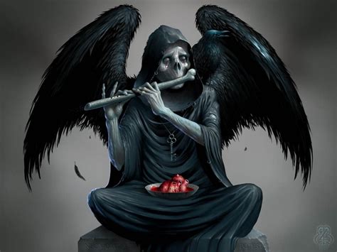 Reaper Holding Flute Illustration Grim Reaper Raven Heart Fantasy