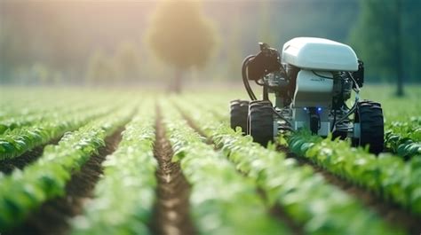 Premium Ai Image Smart Robotic Farmers In Agriculture Futuristic
