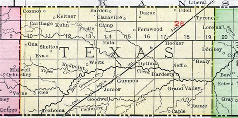 Texas County Oklahoma 1911 Map Rand Mcnally Guymon Texhoma Goodwell