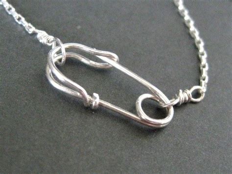 Safety Pin Necklace Front Clasp In Sterling Silver Etsy Safety Pin Jewelry Safety Pin