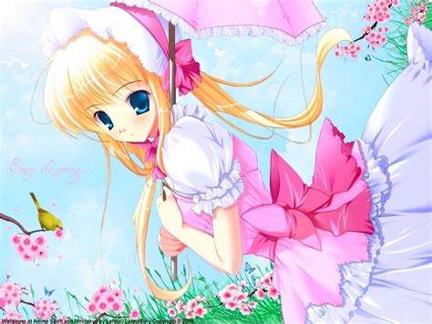Anime Blonde Girl In Pink Dress Pinkbubbles2 Photo