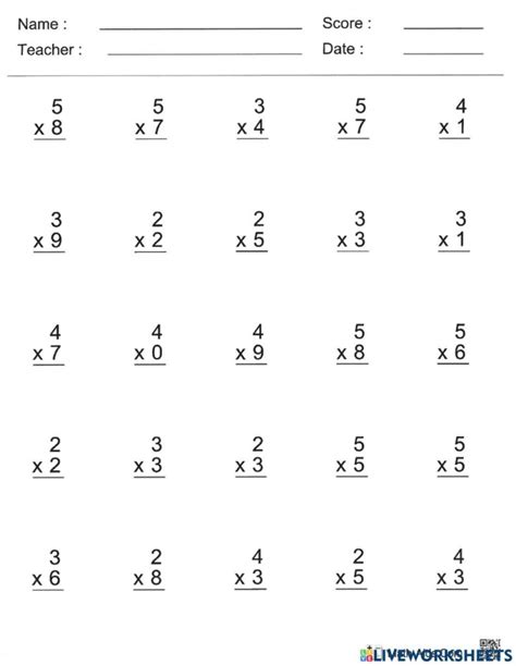 Multiplication Worksheets Single Digit Printable Worksheets