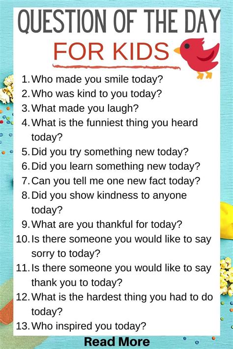 151 Questions Of The Day For Kids Kids N Clicks