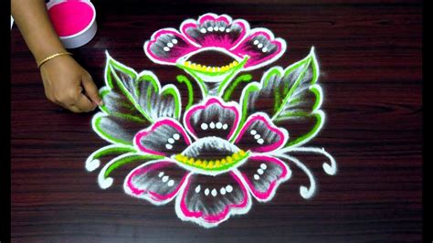 Latest Simple Flower Rangoli Designs 7 To 4 Dots Kolam Muggulu