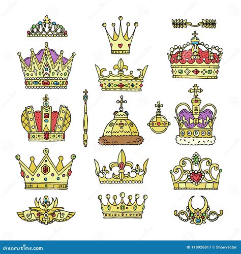 Crown Vector Golden Royal Jewelry Symbol Of King Queen And Princess