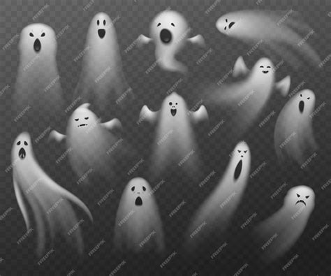 Premium Vector Realistic Ghosts Transparent Different Halloween