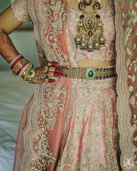 beautiful belted bridal lehengas that we spotted on real brides