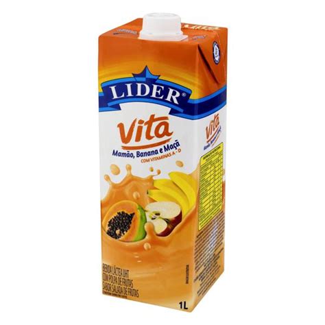 Bebida Láctea Uht Mamão Banana E Maçã Lider Vita Caixa 1l Supermercado Trento