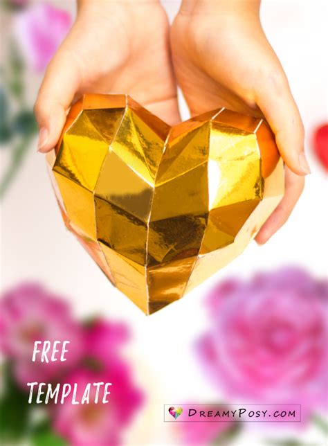 Free Template To Make Paper 3d Heart For Your Valentine