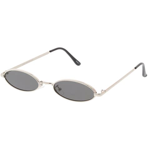 Retro 1990s Small Oval Metal Flat Lens Sunglasses Zerouv