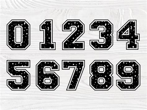 Varsity Numbers Svg Grunge Svg Birthday Numbers Numbers Cut Files