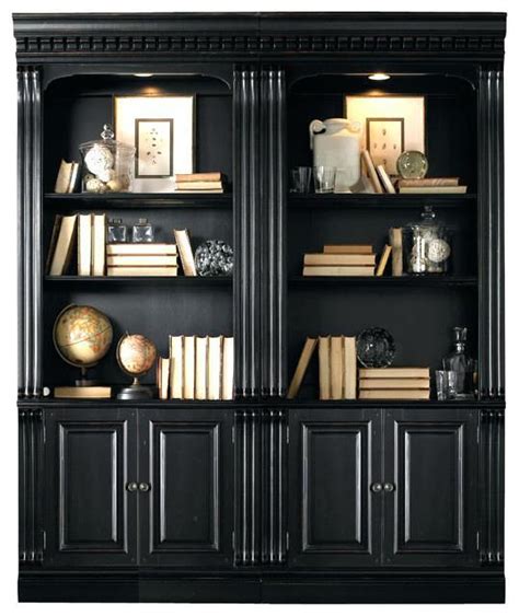 Creative Black Bookcases With Doors Inside Bookcase Decorating Modern