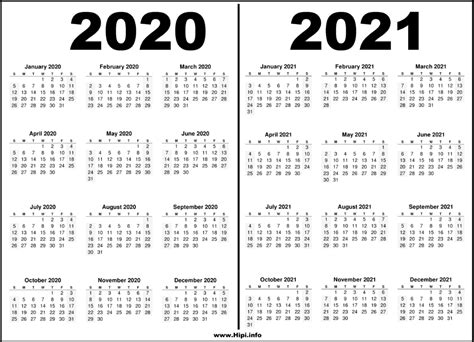 Downloadable 2020 And 2021 Calendar Printable Free Letter Templates