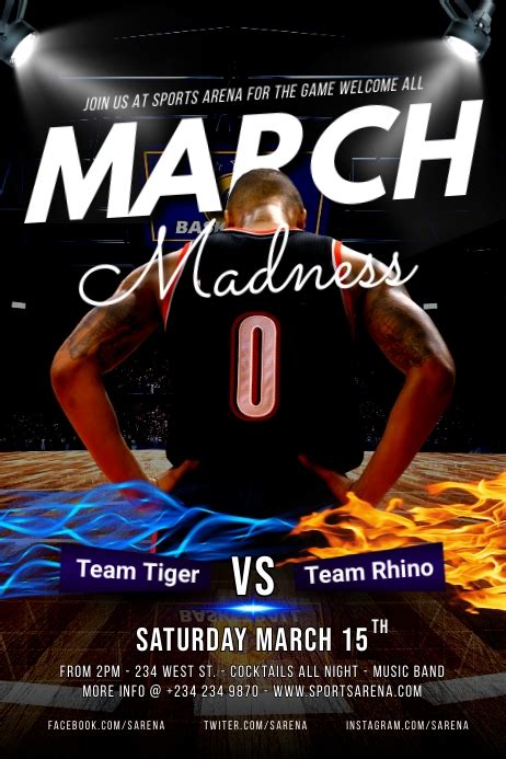 March Madness Basketball Match Poster Template Postermywall