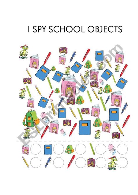I Spy School Objects Bugs Team 1 Esl Worksheet By Estinesti