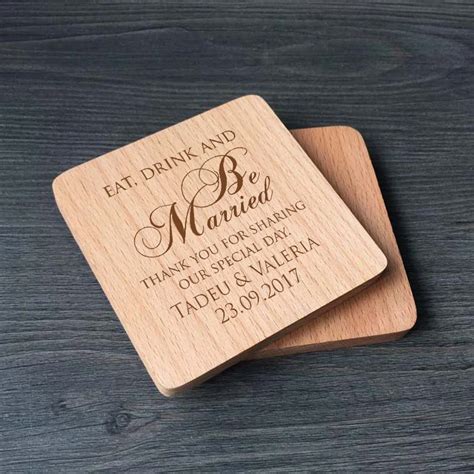 Personalized Wood Coaster Wedding Favor Keepsake T For Guests Custom