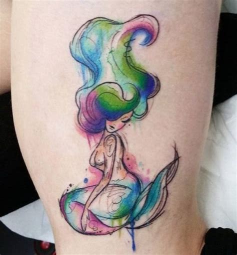 Watercolor Tattoo Abstract Mermaid Watercolor Tattoo